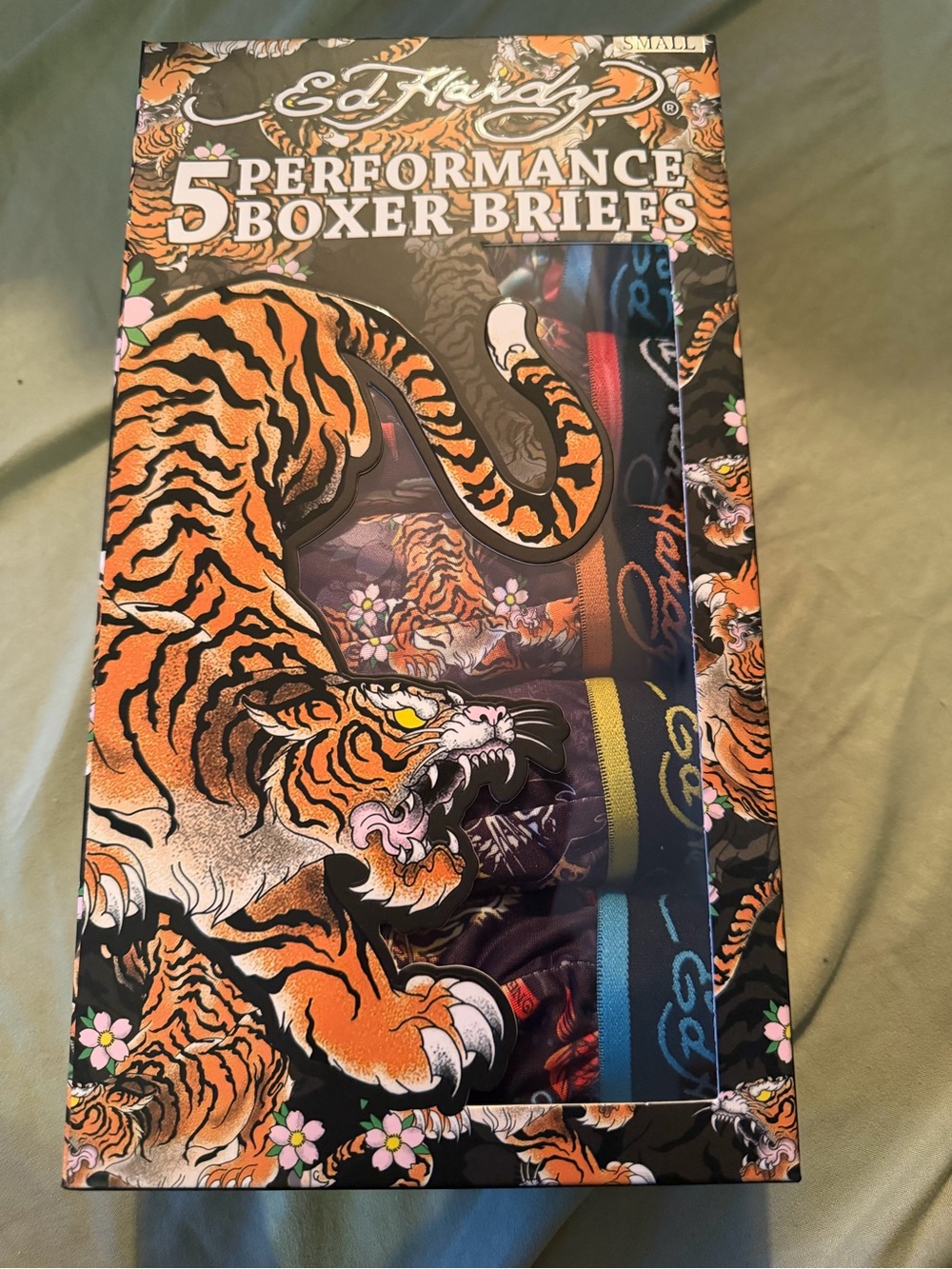 Ed Hardy Tiger Print Boxer Briefs - Orange and Black